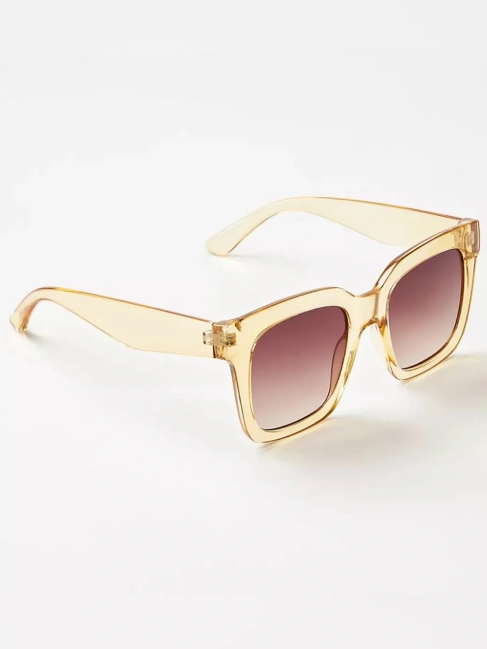 NWT LOFT Crystal Finish Square Sunglasses Yellow OS